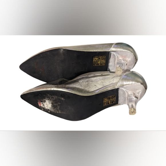 EUC Jeffrey Campbell clear pointed toe silver inner sole clear heeled kitten - Picture 7 of 8